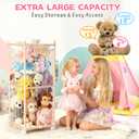DUOQNY Stuffed Animal Storage, Wood Plush Toy Storage Organizer, Large Capacity Toy Cage with DIY Plaque Hang Small Objects, Gift for Nursery Playroom Kidroom Bedroom (54-Inch)