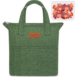 Lunch Box for Women, Lunch Bag for Women Men Adult Simple Lunchbox Reusable Insulated Lunch Boxes Large Capacity LunchBag, with Food Storage Bags for Work, Office or Picnic (A-Dark Green)