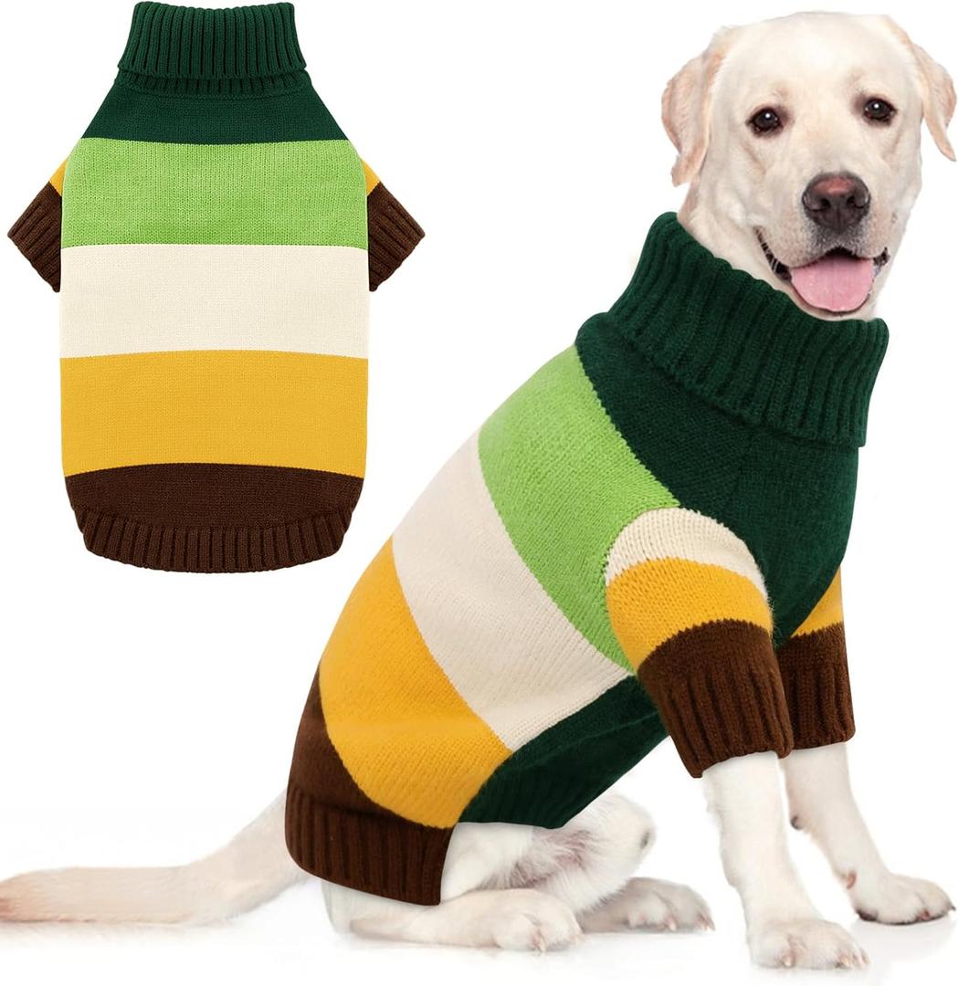 AOFITEE XL Dog Sweater, Extra Large Dog Sweater Girl Boy, Stretchy Turtleneck Pet Sweaters for Large Breed, Warm Dog Holiday Pullover for Labrador, Golden Retriever, Rottweiler (Green XL)