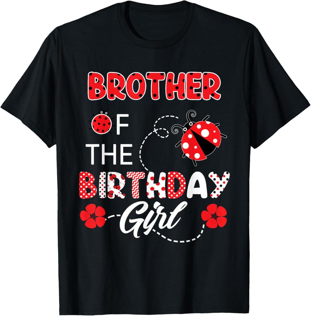 Brother of The Birthday Girl - Family Ladybug Birthday T-Shirt, Large