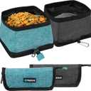 PetAmi Collapsible Dog Bowls 2 Pack, Food and Water Bowls Travel Set, Portable Pet Dish No Spill, Foldable Lightweight BPA Free Leakproof Bowls, Camping Hiking Walking Outdoor Gear Accessories, Blue