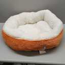Love's cabin Round Donut Cat and Dog Cushion Bed, 25in Pet Bed for Small or Medium Dogs, Anti-Slip & Water-Resistant Bottom, Soft Durable Fabric Pet Beds, Washable Calming Cat Bed Orange Stripe (25.0"L x 25.0"W x 7.0"Th)