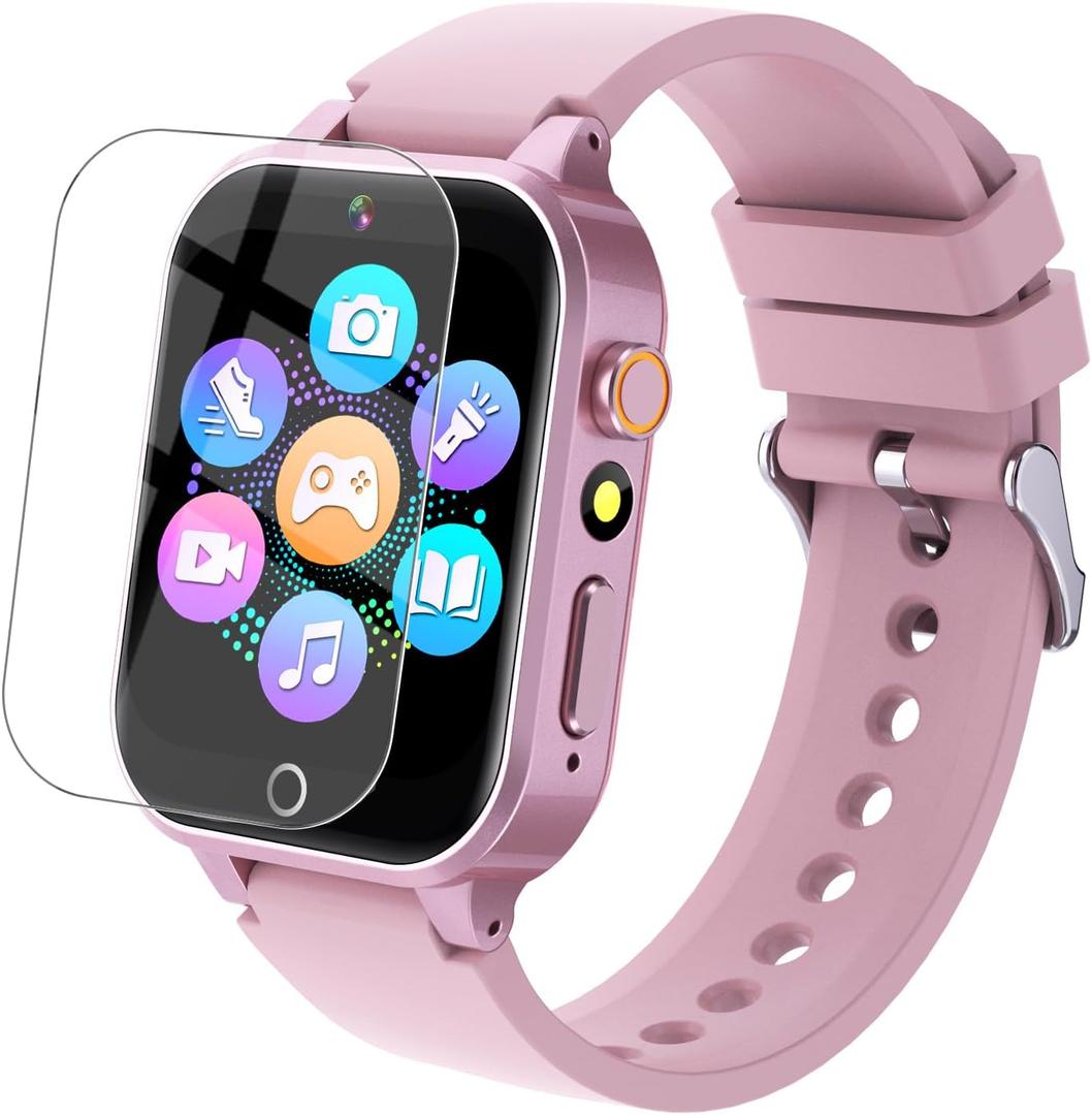 Kids Smart Watch Gift for Girls Age 5-12, with 2 Screen Protectors 24 Games HD Touchscreen Camera Music Player Storybook Video Alarm Clock Pedometer 12/24 hr - Birthday Toys for 5 6 7 8 Year Old Girl
