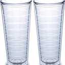 Homestead Choice Insulated Drinking Glasses 22oz 2-pack - Great for Iced Coffee & Hot Drinks, Clear Double Wall Plastic Tumbler Cups, Freezer & BPA-Free, Reusable, Camping, Travel, Kitchen, Party