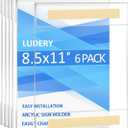 Acrylic Sign Holder 8.5 x 11 Wall Mount, Wall Mount Sign Holders, Clear Acrylic Frame with 3M Tape Adhesive, Plastic Wall Sign Holder for Office, Home, Restaurant-Vertical (6 Pack)