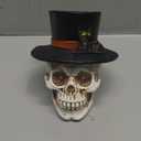 Halloween Skull Decorations Outdoor Solar Light, Spooky Red Eyes Skull Figurine with Hat & Black Cat, Skulls Halloween Decor for Yard,Lawn,Party,Garden & Graveyard