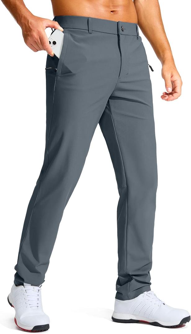 Men's Golf Pants - Slim Fit Stretch Lightweight Dress Pants for Men with Zipper Pockets Casual Work, L34xW36