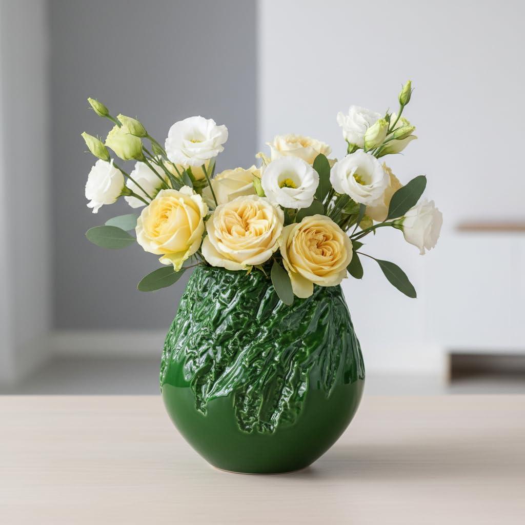 Sunddo Green Ceramic Vase, Large Round