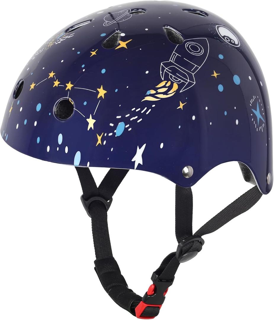 Kids Toddler Bike Helmet for Boys Girls, Adjustable Bicycle Helmet from Infant Baby to Children, Multi-Sport for Scooter Skateboard Roller/Inline Skate (48-54cm / 18.9-21.25 inch, Universe)
