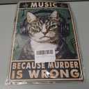 2 x Cat Vintage Tin Sig Music Because Murder Is Wrong Metal Tin Sign for Wall Decor for Bars Restaurants Cafes Pubs 8x12Inch (20X30cm(12*8in))