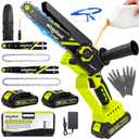 Mini Chainsaw Cordless, 8 Inch & 6 Inch Electric Chainsaw with 2 Batteries, 1000W Brushless Handheld Power Chain Saw, Small Tree Saw for Trimming Wood Cutting, Lightweight Garden Tools Gift