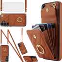 Phone Case for Samsung Galaxy S24 Plus S24+ 5G Wallet Cover with Tempered Glass Screen Protector Wrist Strap Ring RFID Blocking Card Holder Cell S24Plus 24S + S 24 24+ SM-S926U Women Men Girls Brown