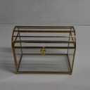 Wedding Gift Card Box with Lock and Slot, Golden Glass Box for Ballot/Donation/Raffle/Reception, Upgraded Security Lock, 10x7.7x5.5 inch