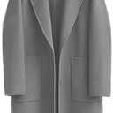 utcoco Womens Overcoat Fall Winter Notch Lapel Long Woolen Trench Coats with Pockets Large