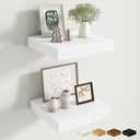 Fun Memories Floating Shelves for Wall - 10" x 10" Wood Shelf with Invisible Bracket - Deep Floating Shelves - 10 Inch Shelf Wall-Mounted for Living Room & Bathroom -  Set of 2