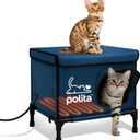 Rugged Heated Cat House for Outdoor Cats in Winter, Extremely Insulated & 100% Weatherproof, Elevated Feral Cat Shelter with Waterproof Eaves & Safe Escape Door for Stray & Barn Cats​​