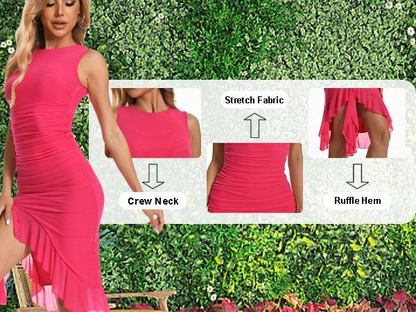 Huasemy Women Summer Casual Dress Sleeveless Mesh Dresses Large 