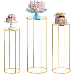 Bonastella Cylinder Stands for Party, 3PCS Cylinder Pedestal Stand, Cilindros Para Fiestas Cake Table Stand for Parties Metal Plant Stand Cylinder Tables for Parties Round Cylinder Stands for Party
