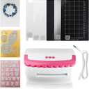 A5 Pink Electronic Metal Die Cutting & Embossing Machine 3D Embossing Folders 2 Sets Metal Cutting Dies Supplies Craft Accessaires Starter Kit for Scrapbooking, Cardmaking (6 Inch Electronic)