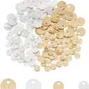 SUPERFINDINGS 160Pcs 2 Styles Brass Stamping Blank Tag Charms 4mm 6mm 2 Colors Flat Round Metal Stamps Tags for Bracelet Necklace Jewelry DIY Craft MakingHole:0.9-1.2mm