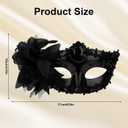 Mikovivi Masquerade Mask for Women, Black Lace Venetian Masquerade Mask Cosplay Facial Accessories for Female Men Mardi Gras Halloween Costume Carnival Bachelorette Party