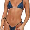 Womens Sexy Bikini Set Thong Hater String Cheeky Two Piece Swimsuits Double Shoulder Straps Swimwear Adjustable M