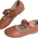 Girls Mary Jane Dress Shoes Ballerina Flats - Toddler/Little Kid Bow Decor for School & Daily Wear Comfortable Slip-On Uniform Shoes for Parties, Weddings & Casual Occasions
