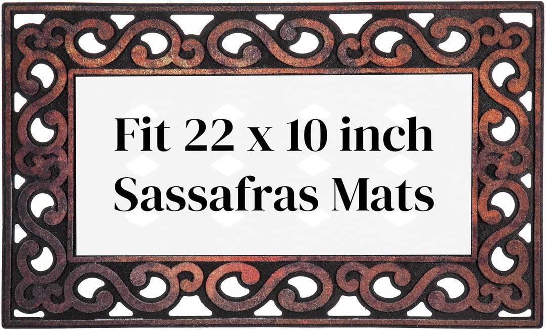 Evergreen Flag Sassafras Door Mat Tray, All-Weather Weatherproof Doormat for Indoor and Outdoor Entrance, Non-Slip Backing Entryway Front Door Mats (Variegated Scroll, 32 x 20 Inches) (1'8" x 2'8" (Rectangular))