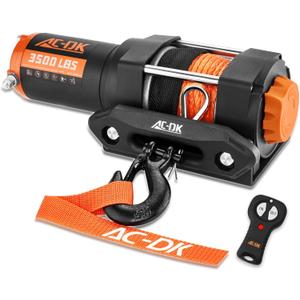 AC-DK 3500 lb ATV/UTV Winch Synthetic Rope Kits, 12V Winch with Wireless Remote for Off Road Trailer Boat RV Towing Winches, Waterproof Winch with Mounting Plate and Wired Remote