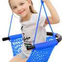 Hand-Knitting Toddler Swing, Swing Seat for Kids with Adjustable Ropes, Little tikes Swings Set, for Outdoor Indoor, Playground, Backyard (Blue)
