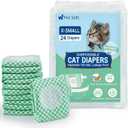 Pet Soft Disposable Cat Diapers for Female & Male Cats, Puppy Doggie Diapers for Female Dogs with Adjustable Foam Tail Hole, X-Small (24Pcs, Green)