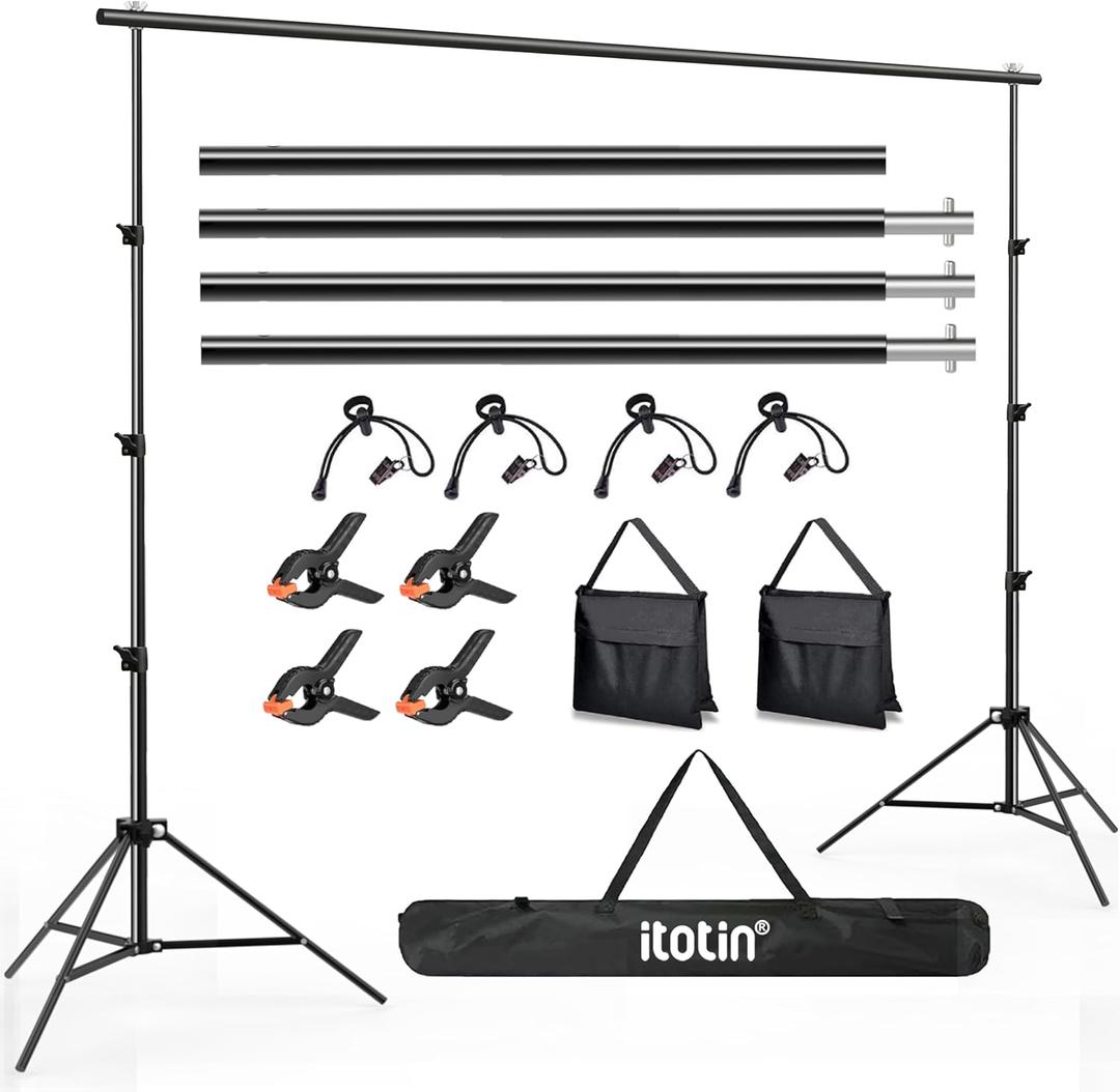 Photo Backdrop Stand, 10x9ft(WxH) Adjustable Photography Backdrop Stand, Aluminum Alloy Studio Photo Background Stand Support System for Party, Wedding, Photography, Advertising Display