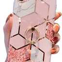Qokey Compatible for iPhone X/iPhone Xs Case 5.8 inch,Marble Cute Fashion for Women Girls with 360 Degree Rotating Ring Kickstand Soft TPU Shockproof Cover Bling Pink Marble