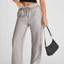 Herseas High Waisted Sweatpants for Women 2025 Fall Wide Leg Contrast Stitching Drawstring Loose Lounge Jogging Pants (M)