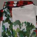 4 Pack Valances Window Treatments, Christmas Gnome Pine Red Plaid Drapes Adjustable Curtain for Windows Living Room Kitchen Sink Above, 18x52 Inch Rod Pocket Valances