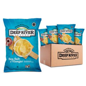 Deep River Kettle Cooked Potato Chips, Sea Salt and Vinegar Chips 8oz (Pack of 12) - Crunchy and Flavorful, Kosher Certified, Gluten-Free, Non-GMO, Perfect for Parties and Picnics Best By May 12, 2025