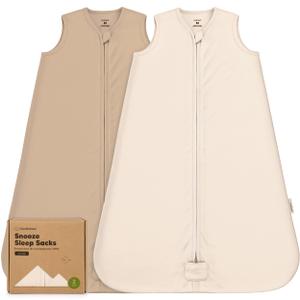 2-Pack Baby Sleep Sacks, Zipper Wearable Blanket - 0.5TOG Organic Cotton,Lightweight,Soft Cozy Toddler Sleeping Sack 6-12 months,Easy to Wear Large Newborn Transition Swaddles Sleepsacks(Ecru, M)