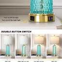28" Coastal Glass Table Lamps Set of 2, Bedside Lamps with Night Light & USB A+C Ports, Blue Nautical Nightstand Lamps for Bedroom Living Room (LED Bulbs Included)