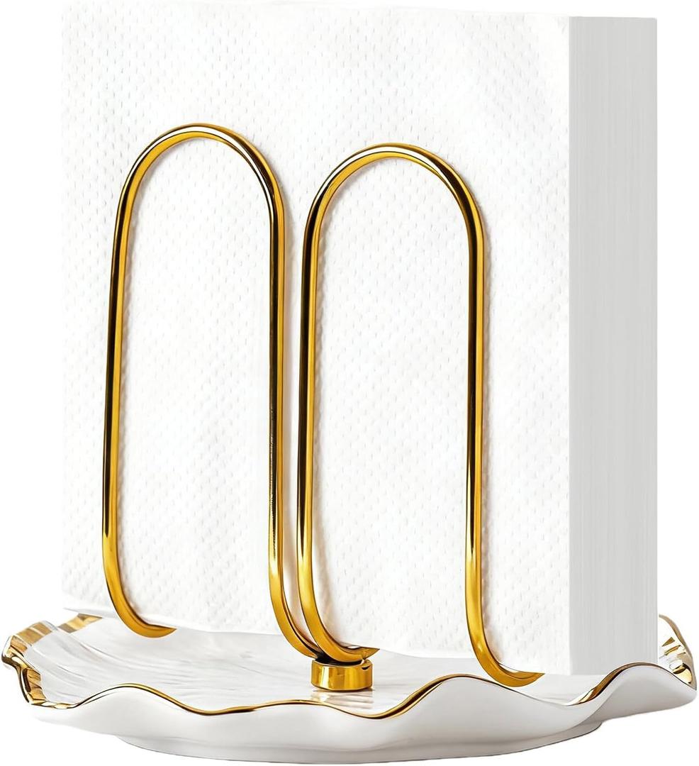 Modern Standing Napkin Holder for Table Ceramic Gold Napkin Holders for Christmas Paper Napkins Xmas Cocktail Tissue Dispenser,Servilleteros para Mesas for kitchen, dining, counter tops, outdoors