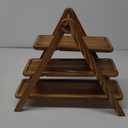 Manspdier Wood 3 Tier Serving Tray Three Tiered Cupcake Stand, Rectangle Serving Platter Wooden Farmhouse, Party Serving Brown Decorative Tray Decor