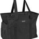 BALEINE Extra Large Utility Tote Bag with Wire Frame for Storage (Black, 16.5''x14''x10'')