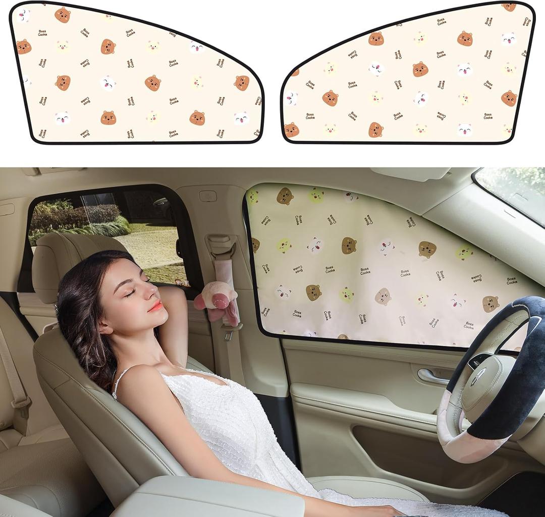 Aokway Car Window Shade (2Pack) UV-Blocker Magnetic Side Window Sunshade for Driver and Passenger | 99% UV Protection for Sedan/SUV | Roll Windows Down, Enhance Privacy & Comfort While Driving