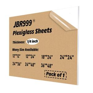 24x24 Clear Plexiglass Sheet, 1/4 Thick, 6mm Cast Acrylic for DIY Crafts, LED Projects, Tabletop, Aquarium Lid, Window