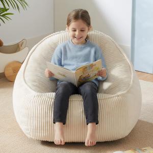 HUGHEAVEN Bean Bag Chairs for Kids, Toddler Bean Bag Chair, Comfy Cozy Reading Chair & Stuffed Toddler Floor Sofa, Soft Beanbag Chairs for Boys and Girls, Lazy Floor Seat for Gaming and Reading, Beige, Small