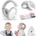 Baby Ear Muffs, 2-in-1 Baby Noise Canceling Headphone, Hearing Protection for Babies 0-48 Months, Adjustable Headband (White)
