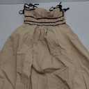 Wenrine Women Summer Spaghetti Strap Dress Sleeveless Tie Smocked Sundress A Line Vacation Beach Midi Dresses Khaki, M