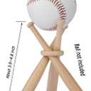 BaseGoal Wooden Baseball Softball Stand Display Consists of 3 Mini Baseball Bat and 1 Wooden Circles