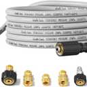 Giraffe Tools Pressure Washer Hose 25FT X 1/4", 3200 PSI Pressure Washing Hose, Kink Resistant, Heavy Duty Power Washer Hose, M22 to 3/8" Quick Connect Couplers for Replacement, 7 Accessories