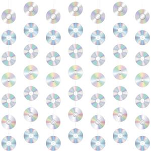 Spakon 8 Packs 90's Party Decorations 90s Cd Paper Banner 90's Hanging Decor Y2k 2000s Paper Cutouts Retro Disco Garland for 1990s 2000s Theme Birthday Babyshower Party Supplies Decoration