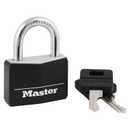 Master Lock Black Covered Aluminum Padlock, Gym Locker Lock with Key for Indoor or Outdoor Use with Vinyl Weather Resistant Cover, 141D pack of 4